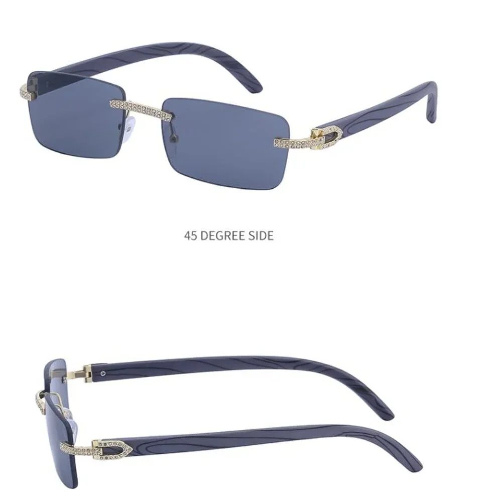 Men Sunglasses Square Black Lens Fashion Diamond Bling Hip Hop Style Lentes‎ New
